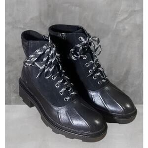 FARYL by Faryl Robin Wilma Black Leather Lace Up Combat Boots Size 8.5